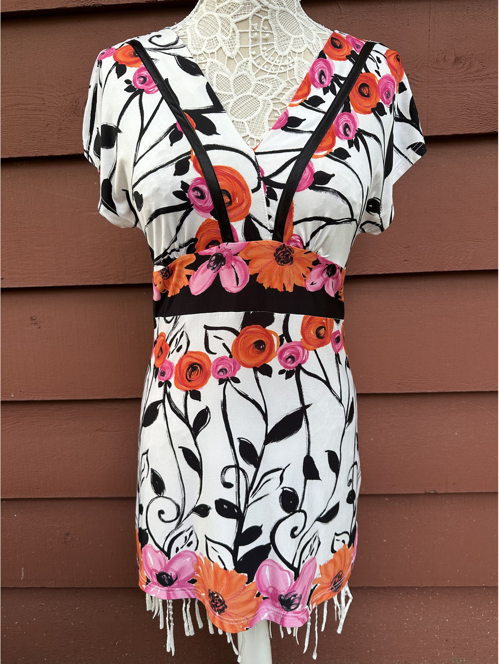 Golbary Floral Print V Neck Mini Dress